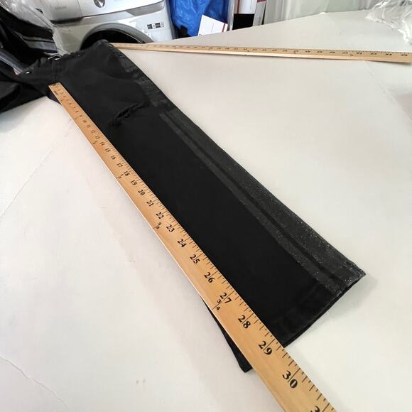 Homme + Femme NEW Skinny Distressed Jeans Mens Sz 28 Black Shimmer Logo Stripes - Picture 11 of 12